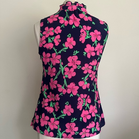 Lilli Pulitzer ALLISON Floral Ruffle Sleeveless blouse Top sz XS - Picture 4 of 6